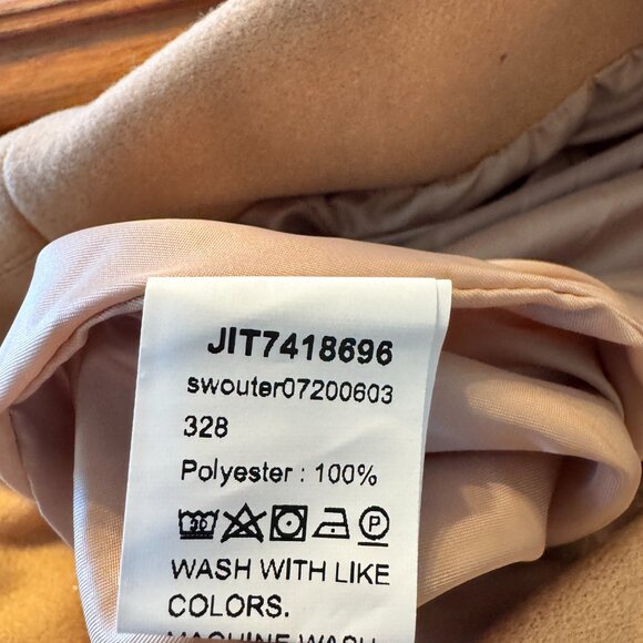 Trench Peacoat Khaki Tan Double Breasted Button Large Winter - Picture 7 of 9